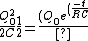 \frac{Q_0^2}{2C}\frac{1}{2}=\frac{(Q_0 e^{(\frac{-t}{RC})})^2}{2C}